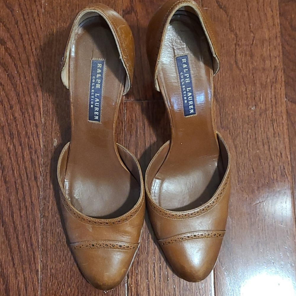 Ralph Lauren Collection leather Saddle heels